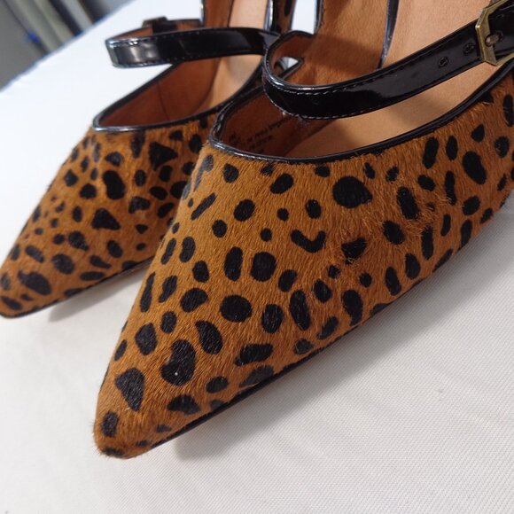 Halogen Marci Women's Calf Hair Heels Cheetah Print Mary Jane Pump Brown Size 9M - Picture 5 of 9